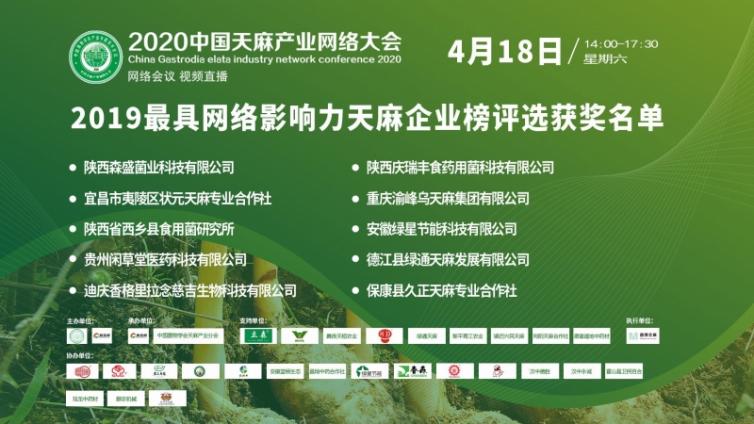 2019天麻行业最具网络影响力企业榜获奖名单公布